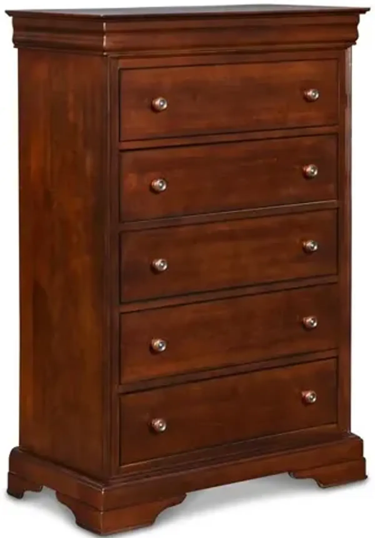 New Classic Furniture Versailles Solid Wood 5-Drawer Lift Top Chest in Bordeaux Cherry