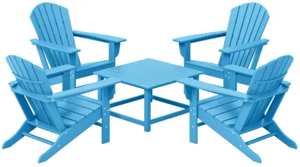WestinTrends 5-Piece Outdoor Patio HDPE Adirondack Chair With Square Coffee Table Conversation Set