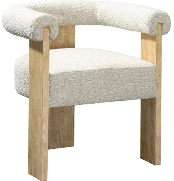 Meridian Furniture Barrel Cream Boucle Fabric Dining Chair