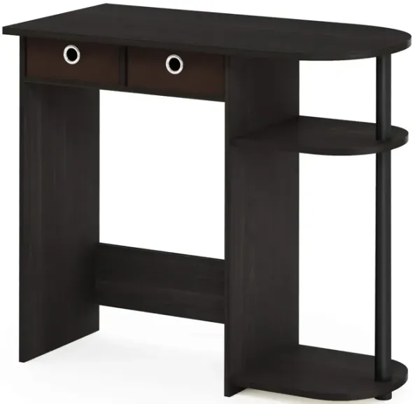 FurinnoFurinno Go Green Home Laptop Notebook Computer Desk/Table with 2 Drawer Bins, Espresso/Black/Brown
