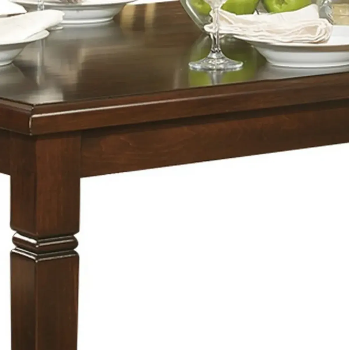 Rectangular Shape Wooden Dining Table with Tapered Legs, Oak Brown-Benzara