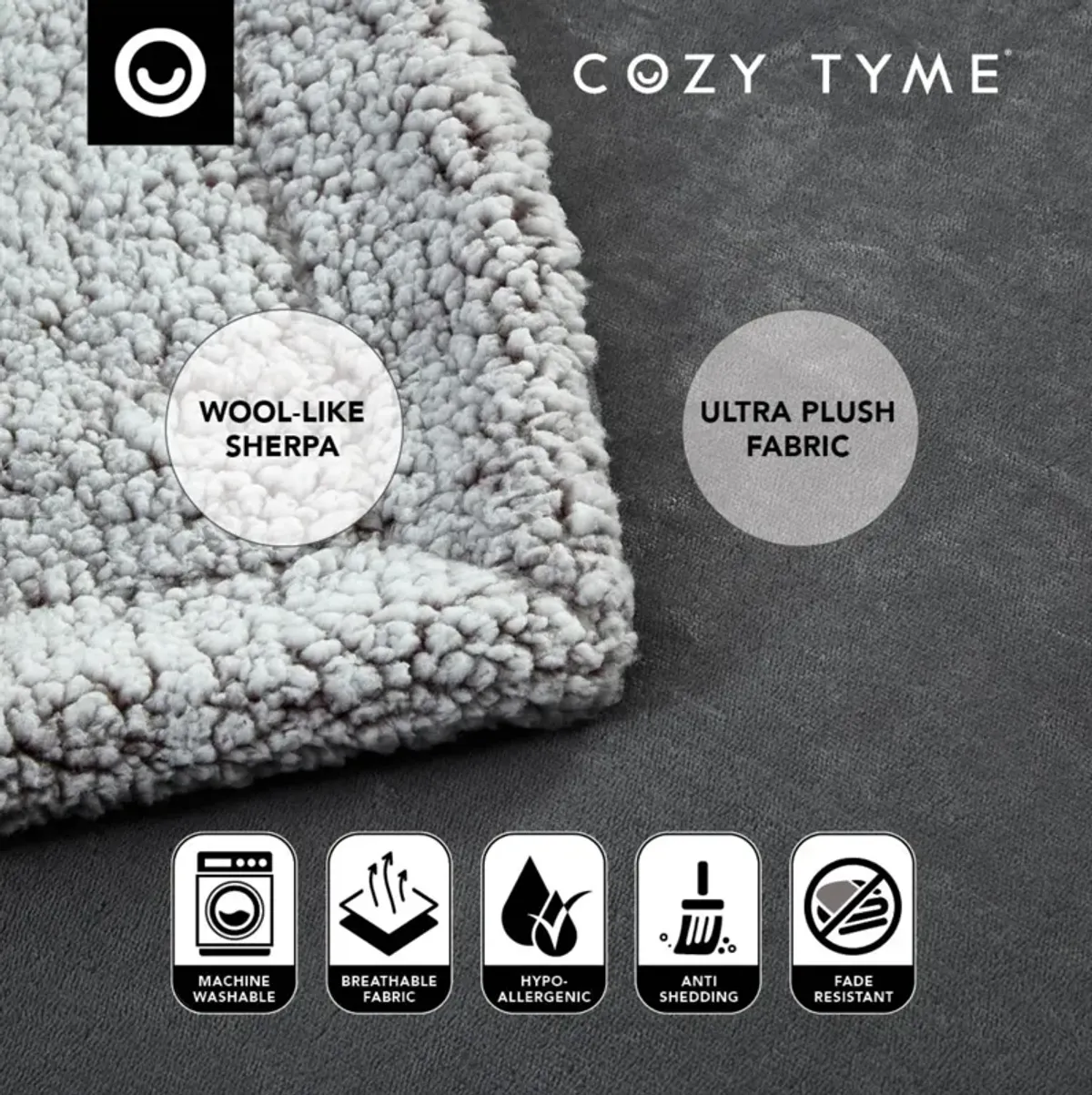 Cozy Tyme Babineaux Flannel Reversible Sherpa Throw Blanket 60"x80"