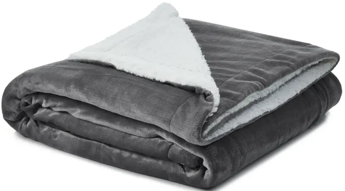 Cozy Tyme Babineaux Flannel Reversible Sherpa Throw Blanket 60"x80"