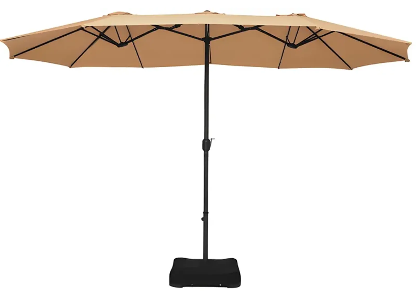 15 Feet Extra Large Patio Double Sided Umbrella with Crank and Base