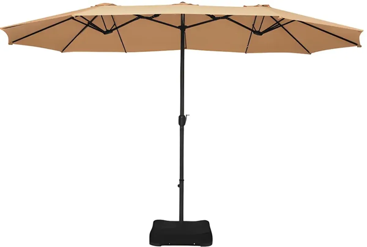 15 Feet Extra Large Patio Double Sided Umbrella with Crank and Base