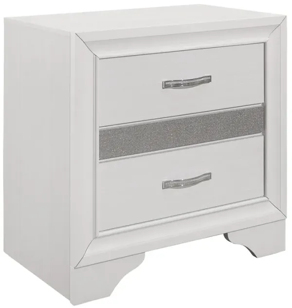 Ani 26 Inch Modern 2 Drawer Nightstand, Hidden Jewelry Drawer, White Frame-Benzara