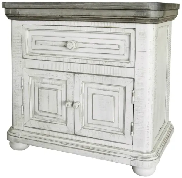 Solid Wood Nightstand with Drawer – Rustic Bedside Table for Bedroom