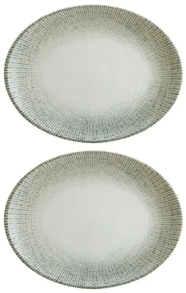 Sway 9.75" x 7.5" x h:1" Oval Decorated Porcelain Platter (Set of 2)