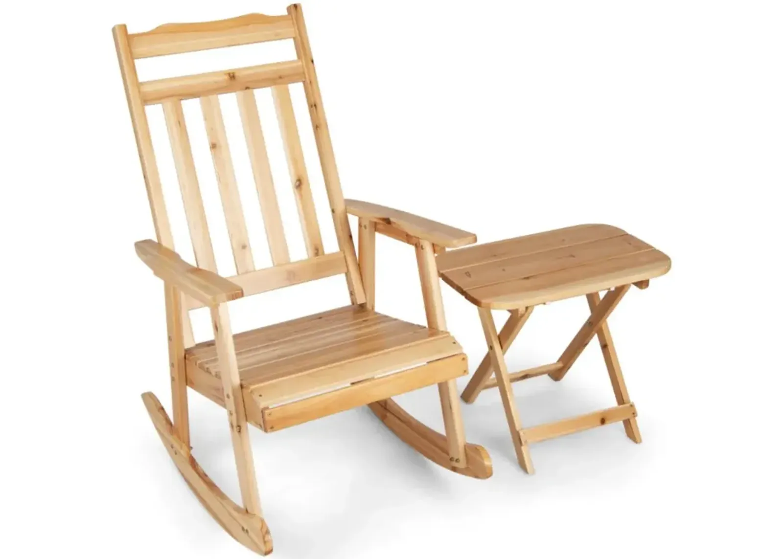 Hivvago Front Porch Rocking Chair and Foldable Table Set