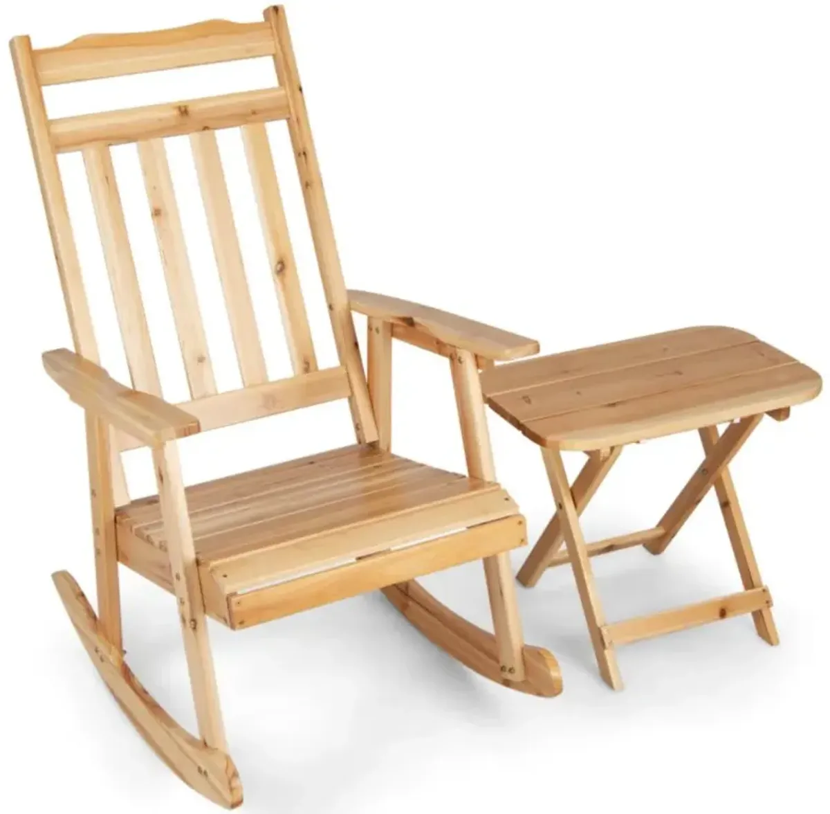 Hivvago Front Porch Rocking Chair and Foldable Table Set