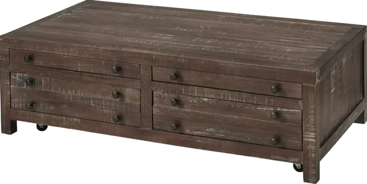 Townsend Solid Wood Castered Coffee Table in Java