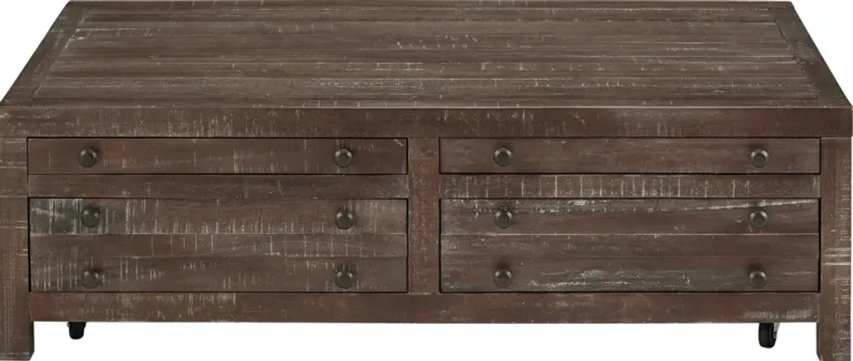 Townsend Solid Wood Castered Coffee Table in Java