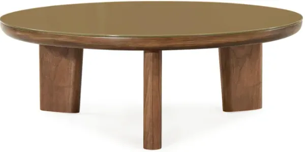 Oani Walnut and Glass Round Coffee Table