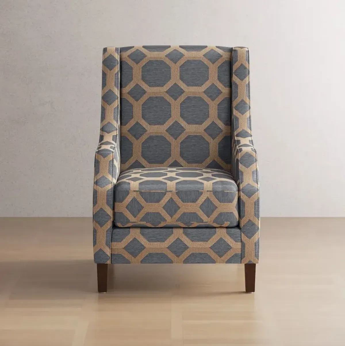 Jofran Sanders Geometric Pattern Luxury Accent Upholstered Accent Chair