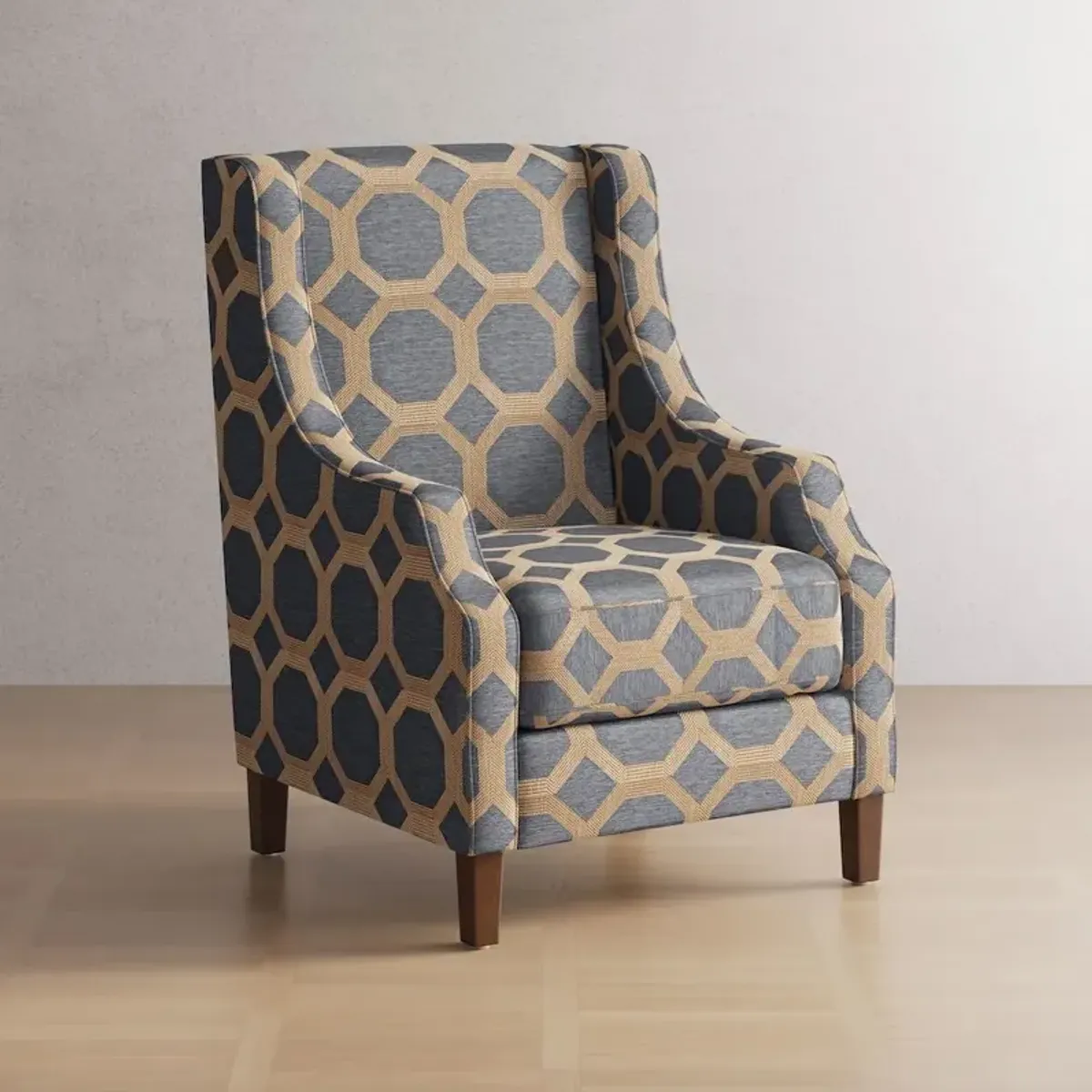 Jofran Sanders Geometric Pattern Luxury Accent Upholstered Accent Chair