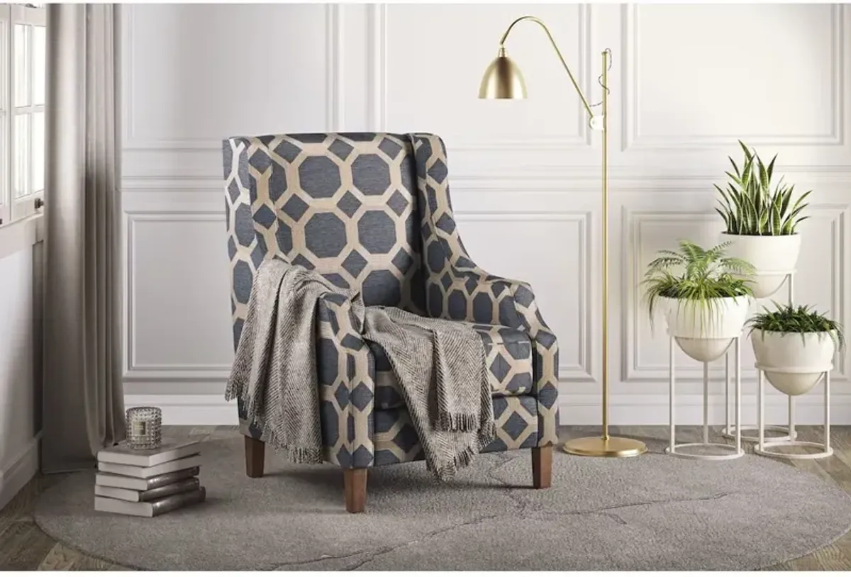 Jofran Sanders Geometric Pattern Luxury Accent Upholstered Accent Chair