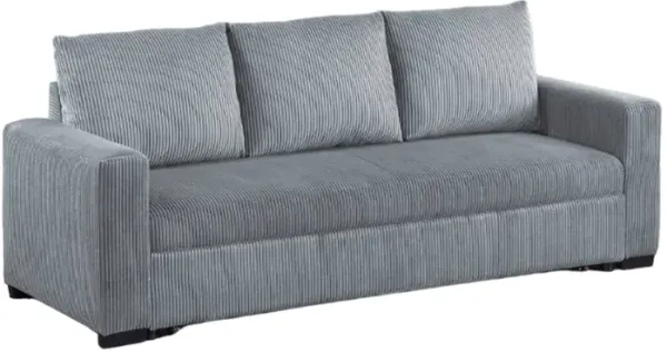 Billy Convertible Pull Out Sofa Bed, Gray Corduroy,  85 Inch - Benzara