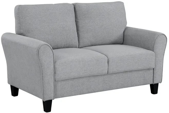 Gray Fabric Upholstered Loveseat with Rounded Arms