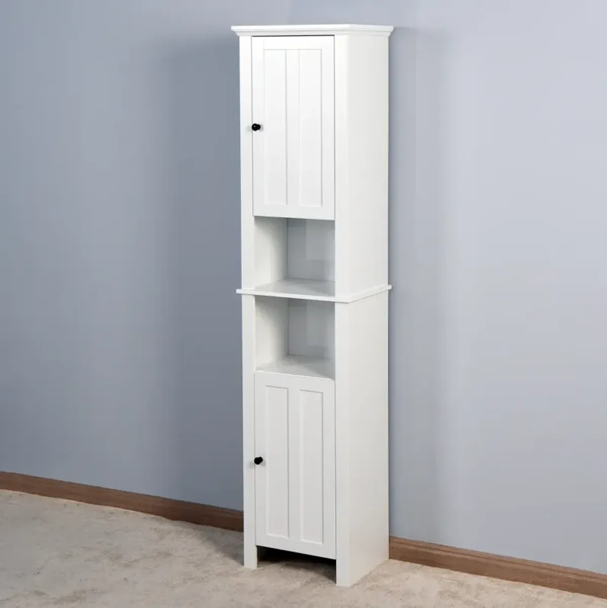 Bathroom Floor Storage Cabinet With 2 Doors Living Room Wooden Cabinet With 6 Shelves