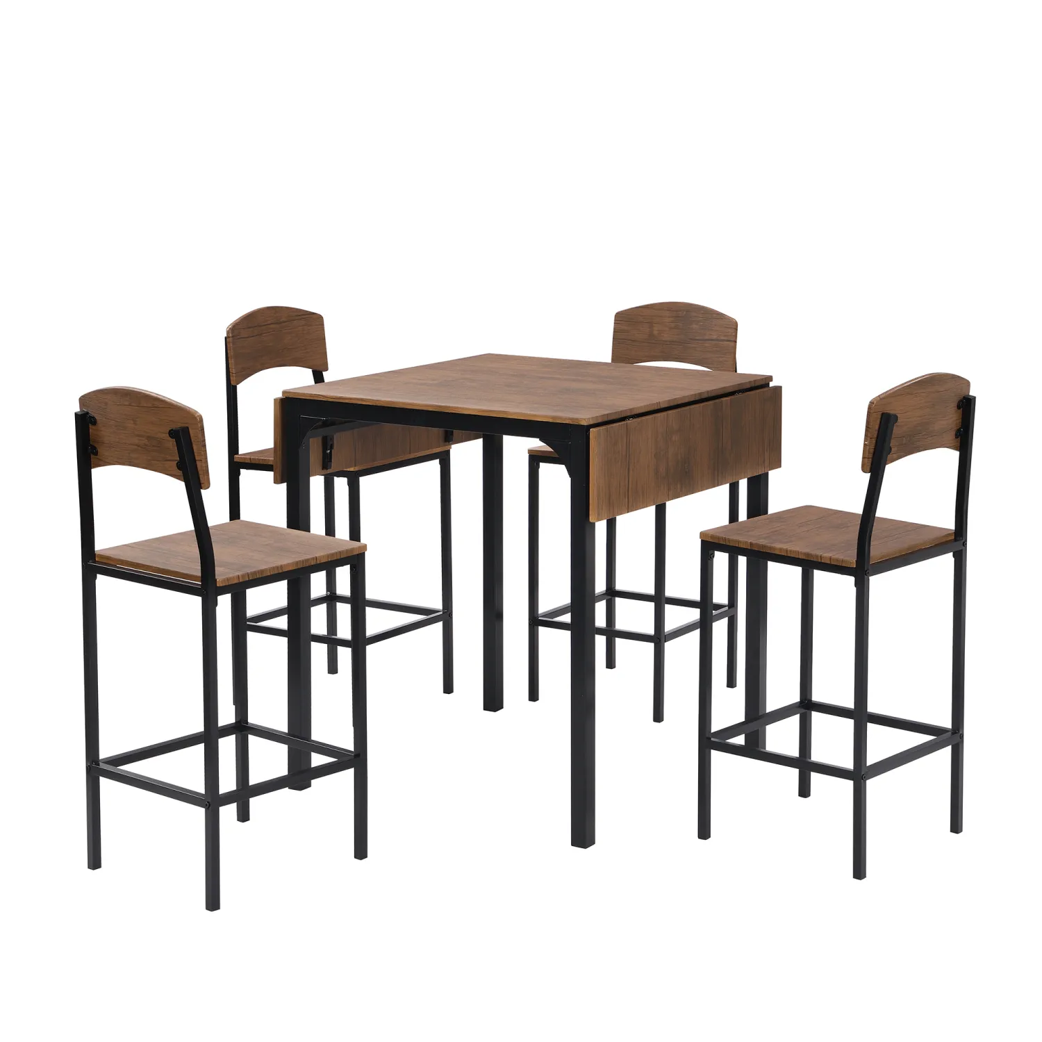 Farmhouse 5-piece Counter Height Drop Leaf Dining Table Set with Dining Chairs