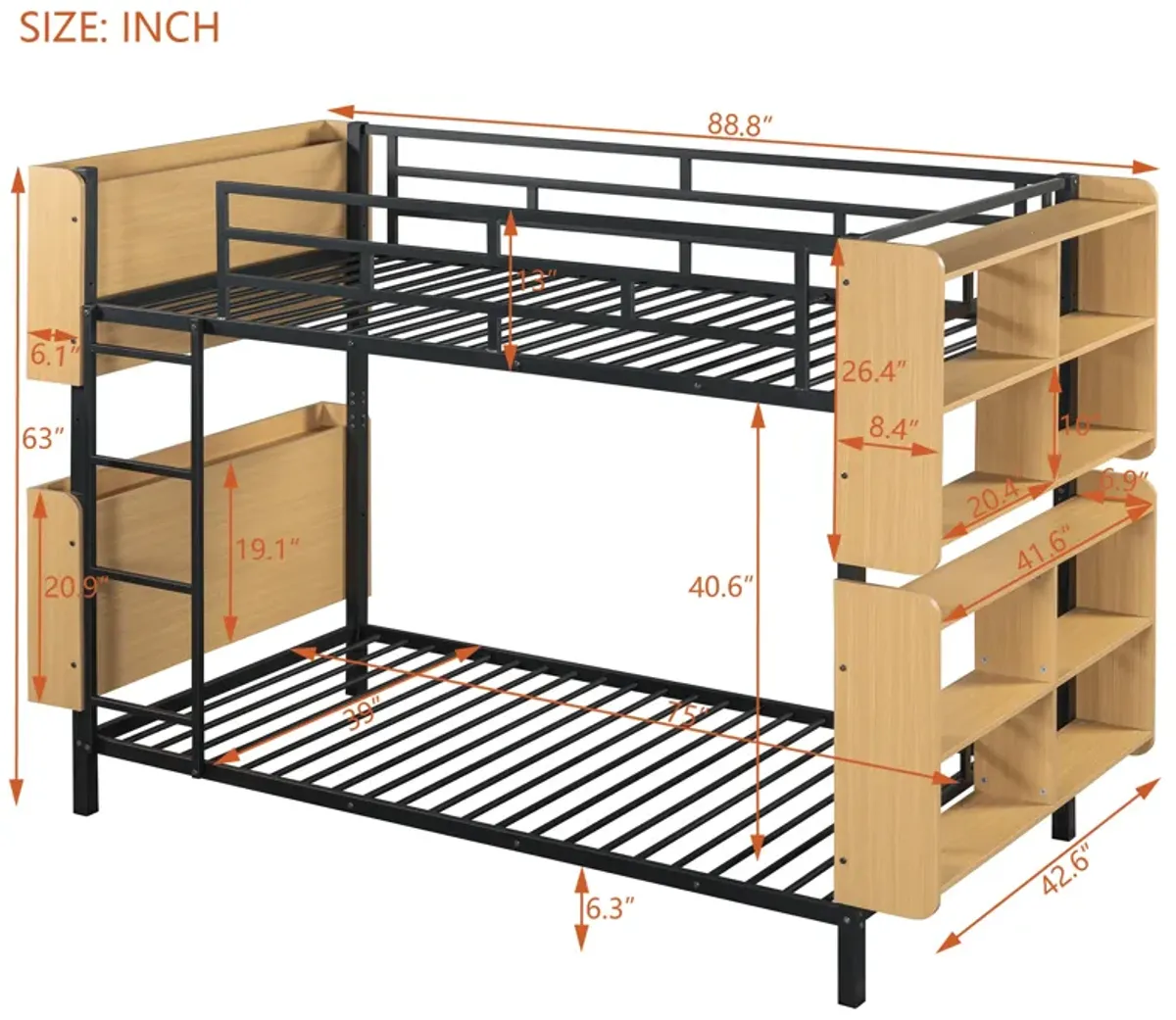 Merax Bunk Bed with Ladder and Full-Length Guardrail