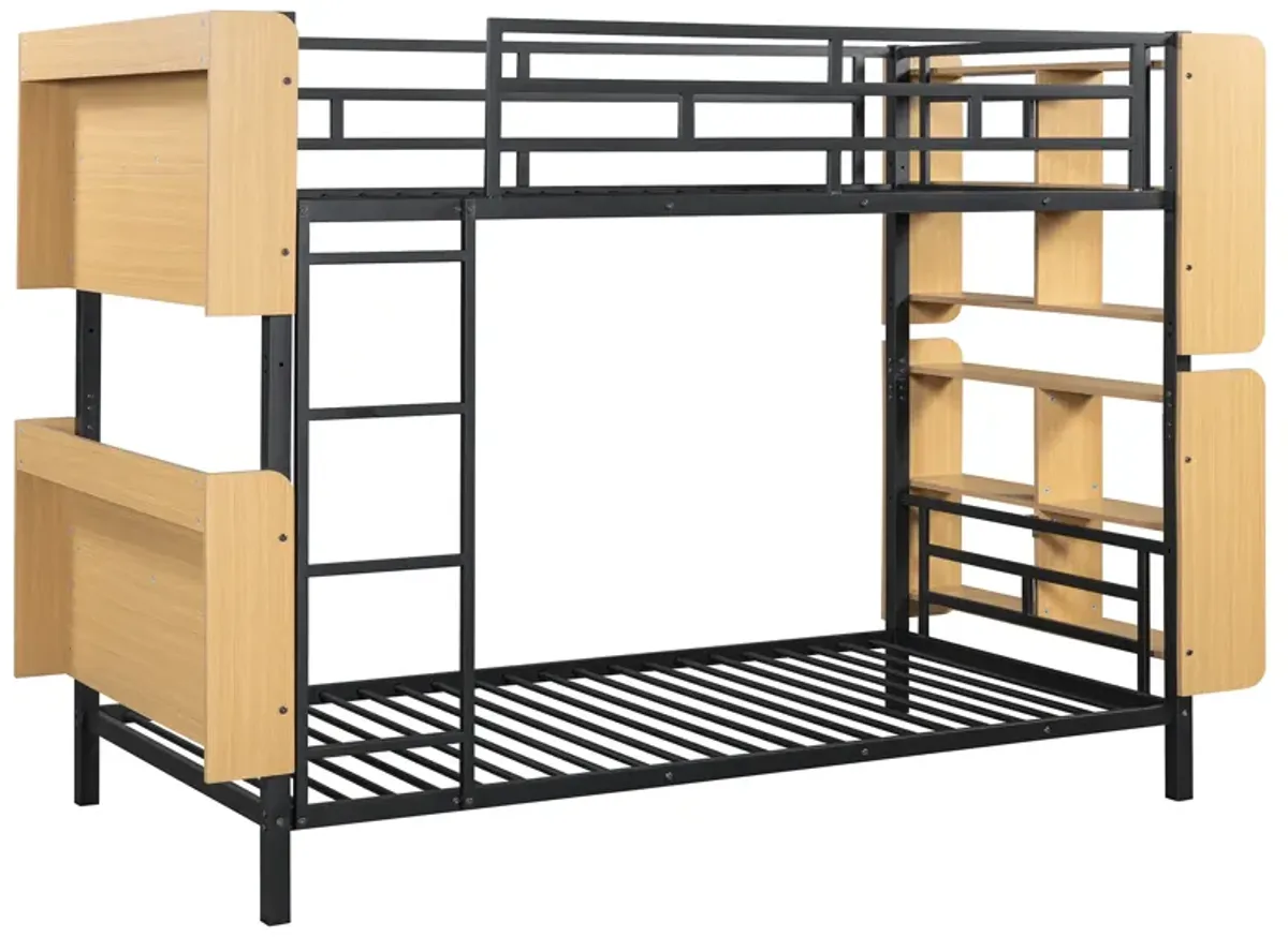 Merax Bunk Bed with Ladder and Full-Length Guardrail