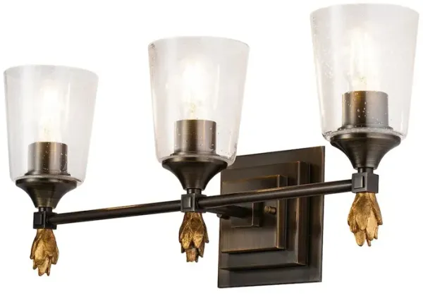 Lucas McKearn Vetiver 3 Light Bath Vanity Light In Dark Bronze With Gold Accents