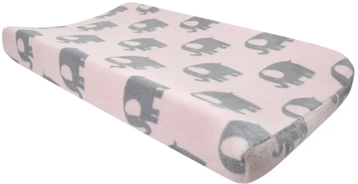 Bedtime Originals Eloise Pink/Gray Elephant Diaper Changing Pad Cover