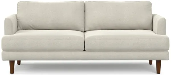 Livingston 76 inch Wide Mid-Century Modern Loveseat Sofa in Cream White Woven-Blend Fabric