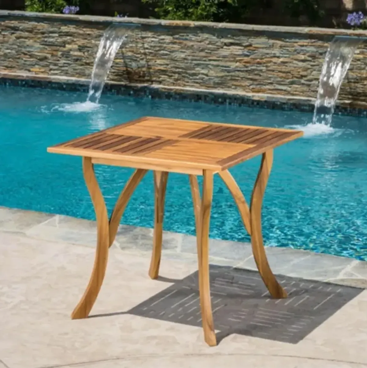 Hivvago Outdoor Solid Wood 31.5 inch Square Patio Dining Table