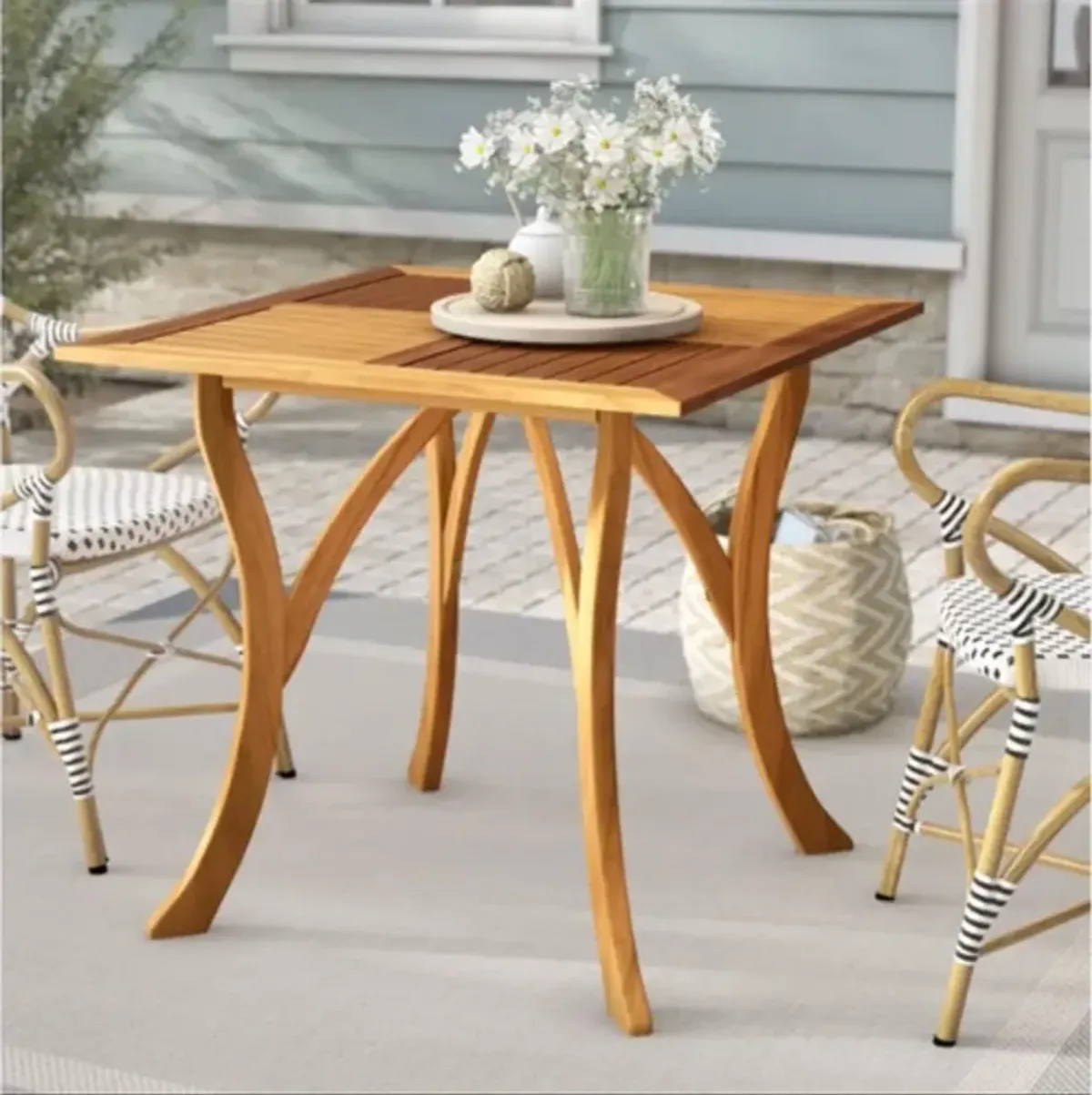 Hivvago Outdoor Solid Wood 31.5 inch Square Patio Dining Table