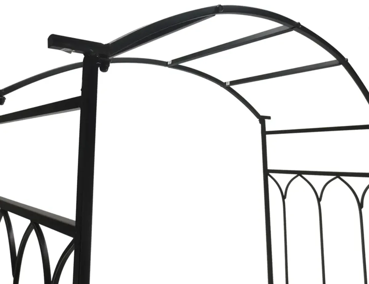 45� Steel Metal Outdoor Garden Arbor Archway with Bench Seating Black