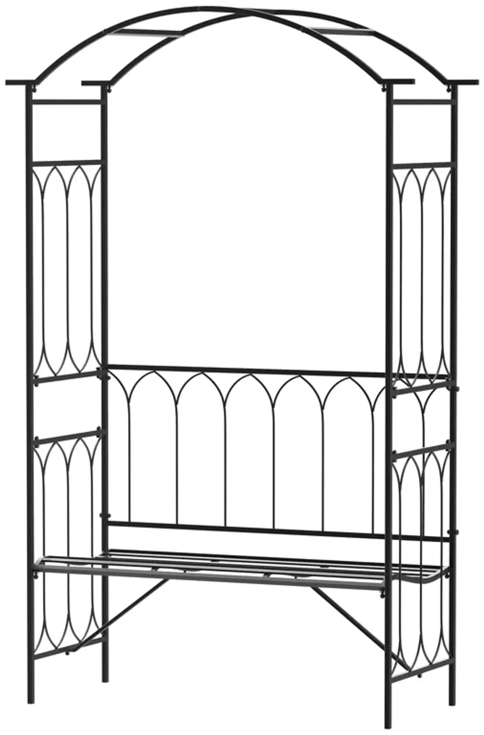 45� Steel Metal Outdoor Garden Arbor Archway with Bench Seating Black