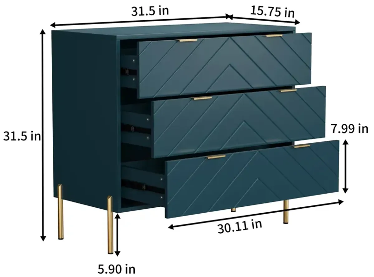 3-Drawer Dresser Chest Cabinet