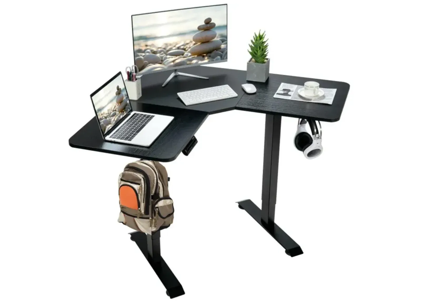 Hivvago L-shaped Electric Standing Desk with 4 Memory Positions and LCD Display