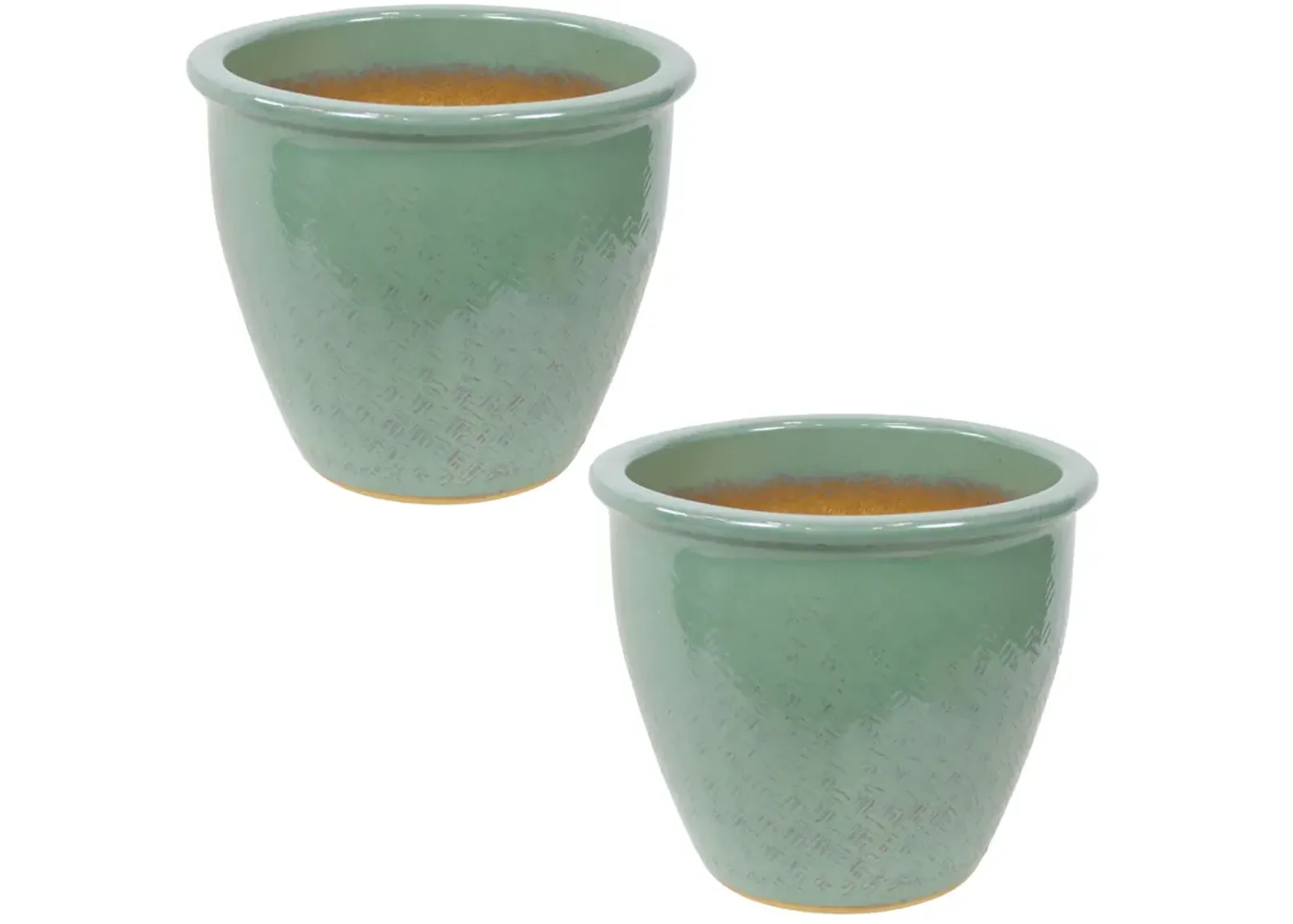 Sunnydaze 11 in Ocean Villa Glazed Ceramic Planter  - Set of 2