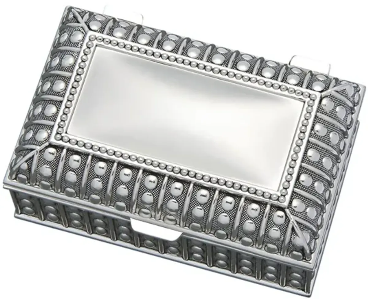 4.5" Silverplated Rectangular Box with Beaded Antique Design