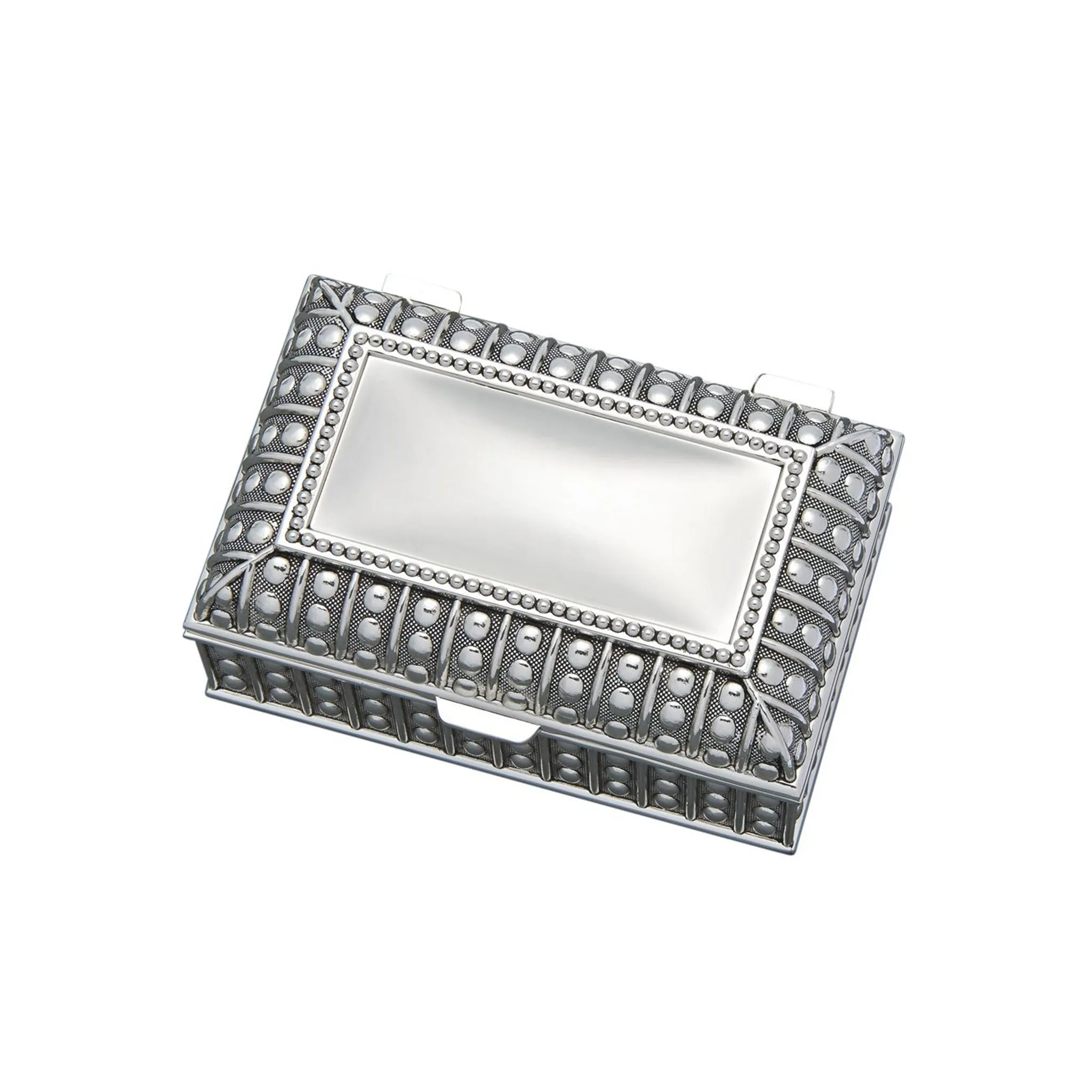 4.5" Silverplated Rectangular Box with Beaded Antique Design