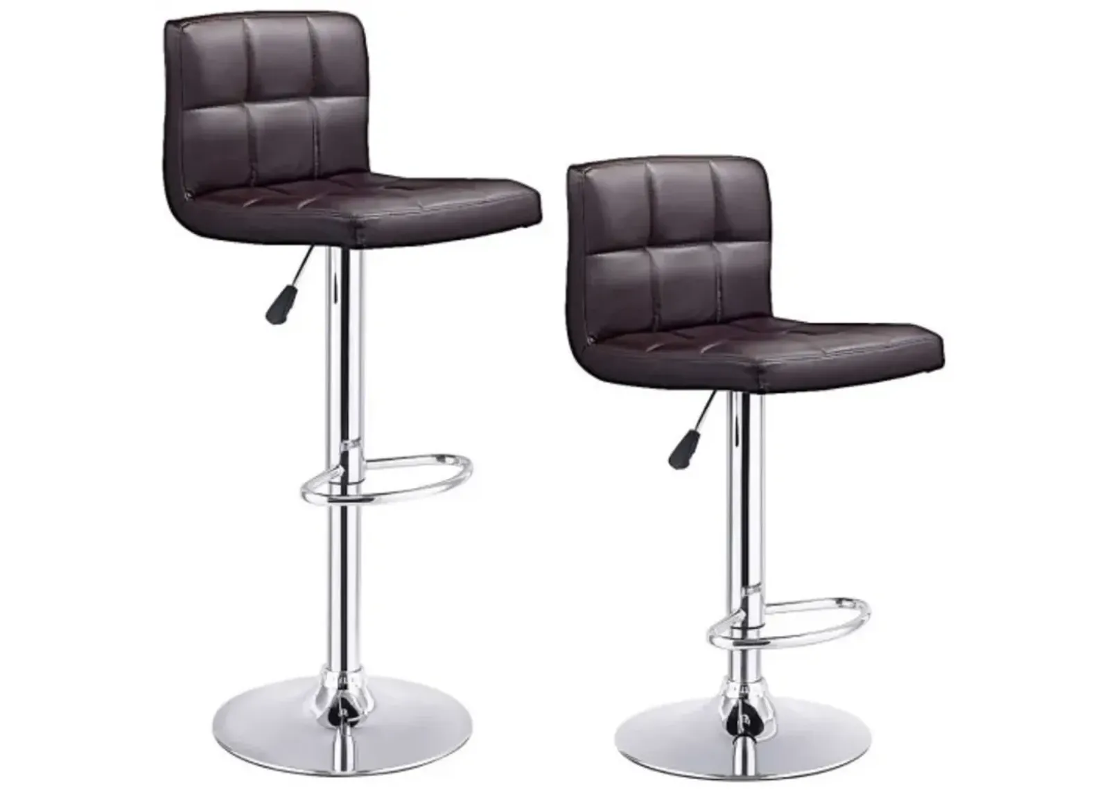 Set of 2 PU Leather Swivel Bar Stools Pub Chairs