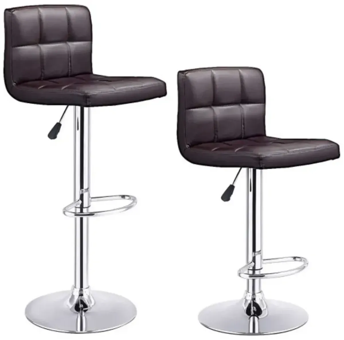 Set of 2 PU Leather Swivel Bar Stools Pub Chairs