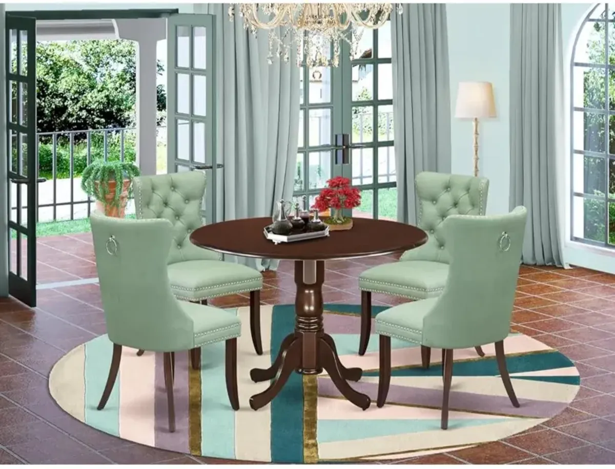 5 Piece Dining Table Set Contains a Round Kitchen Table with Dropleaf