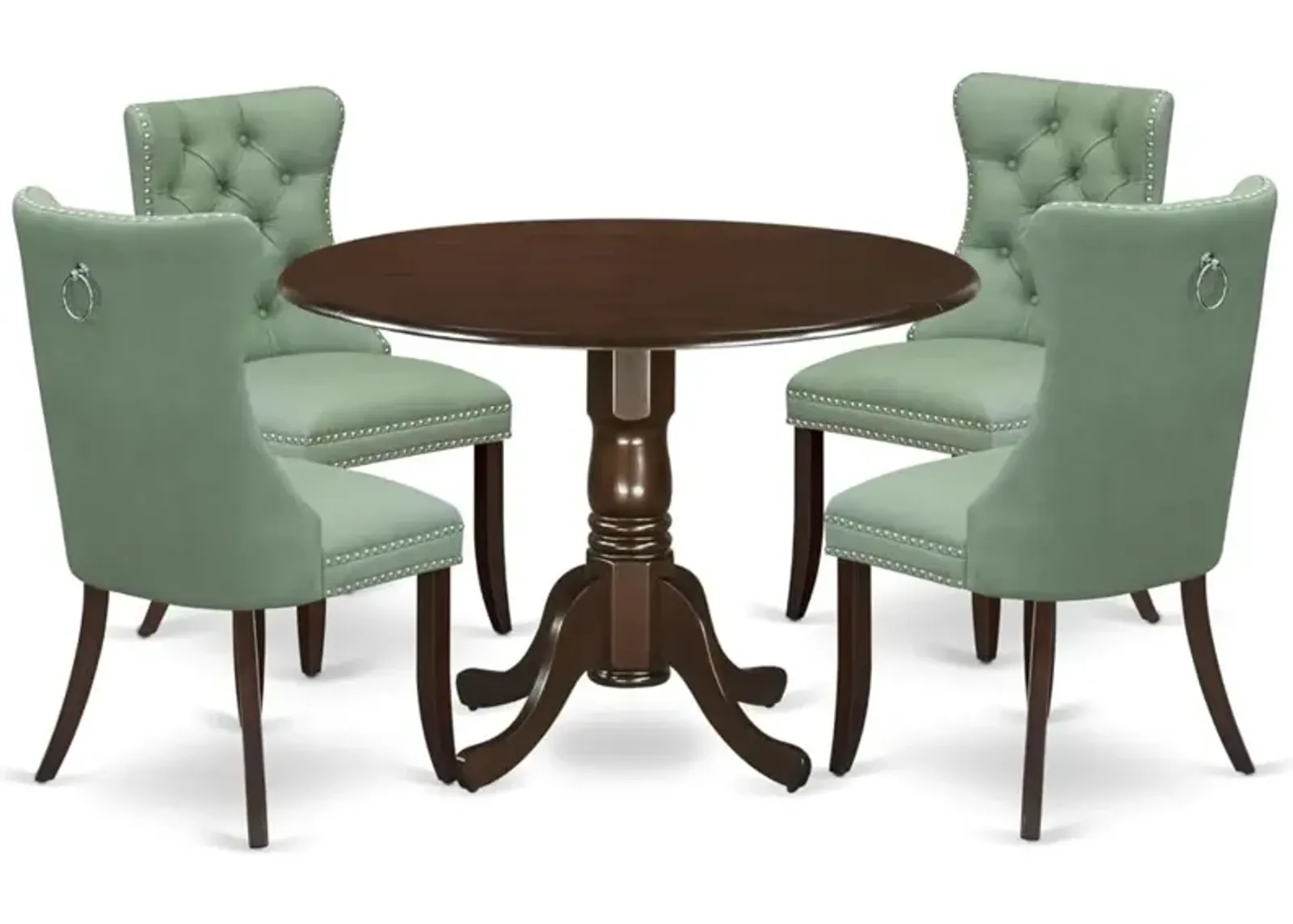 5 Piece Dining Table Set Contains a Round Kitchen Table with Dropleaf