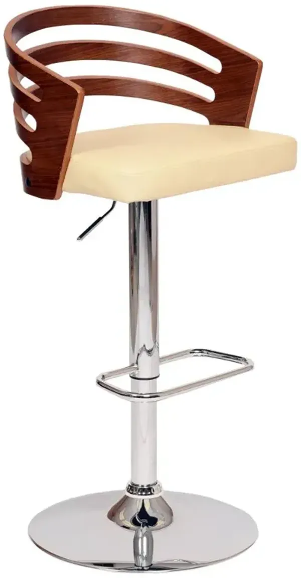Hivvago 25 Inch Cream And Silver Iron Swivel Low Back Adjustable Height Bar Chair
