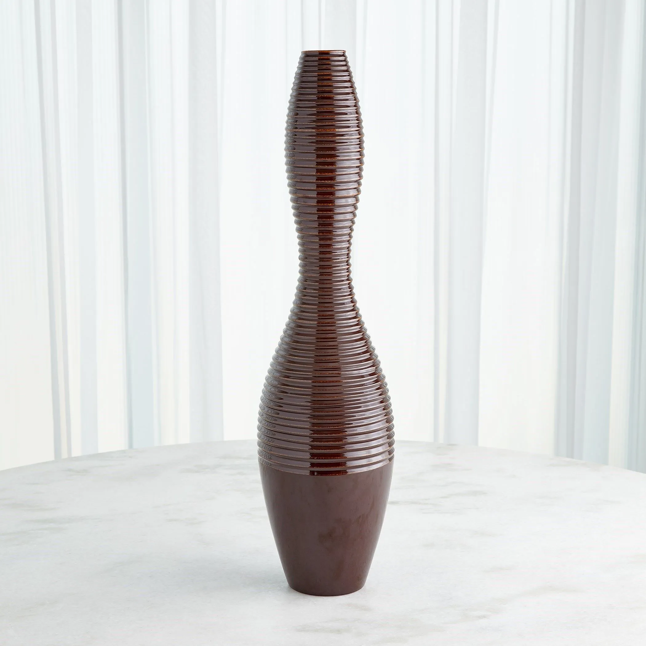 Ribbed Vase Brown-Large