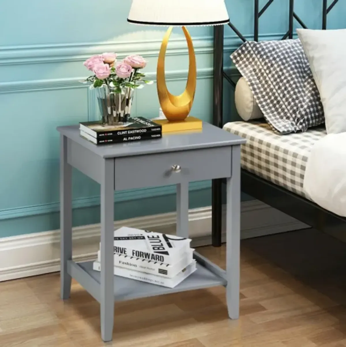 Wooden Nightstand  End Table Storage Display