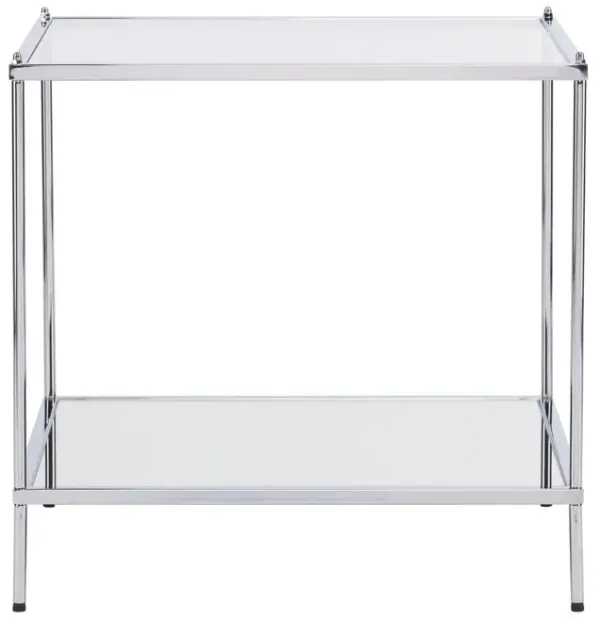 Hivvago 22" Chrome Glass And Iron Square Mirrored End Table