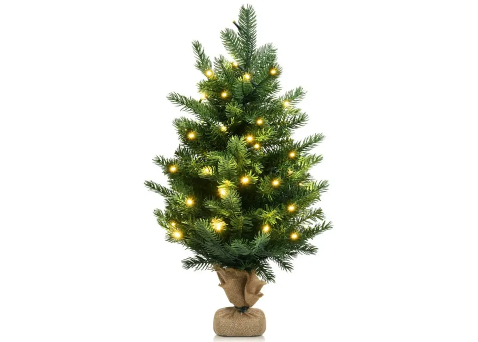 24 Inch Tabletop Fir Artificial Christmas Tree with LED Lights