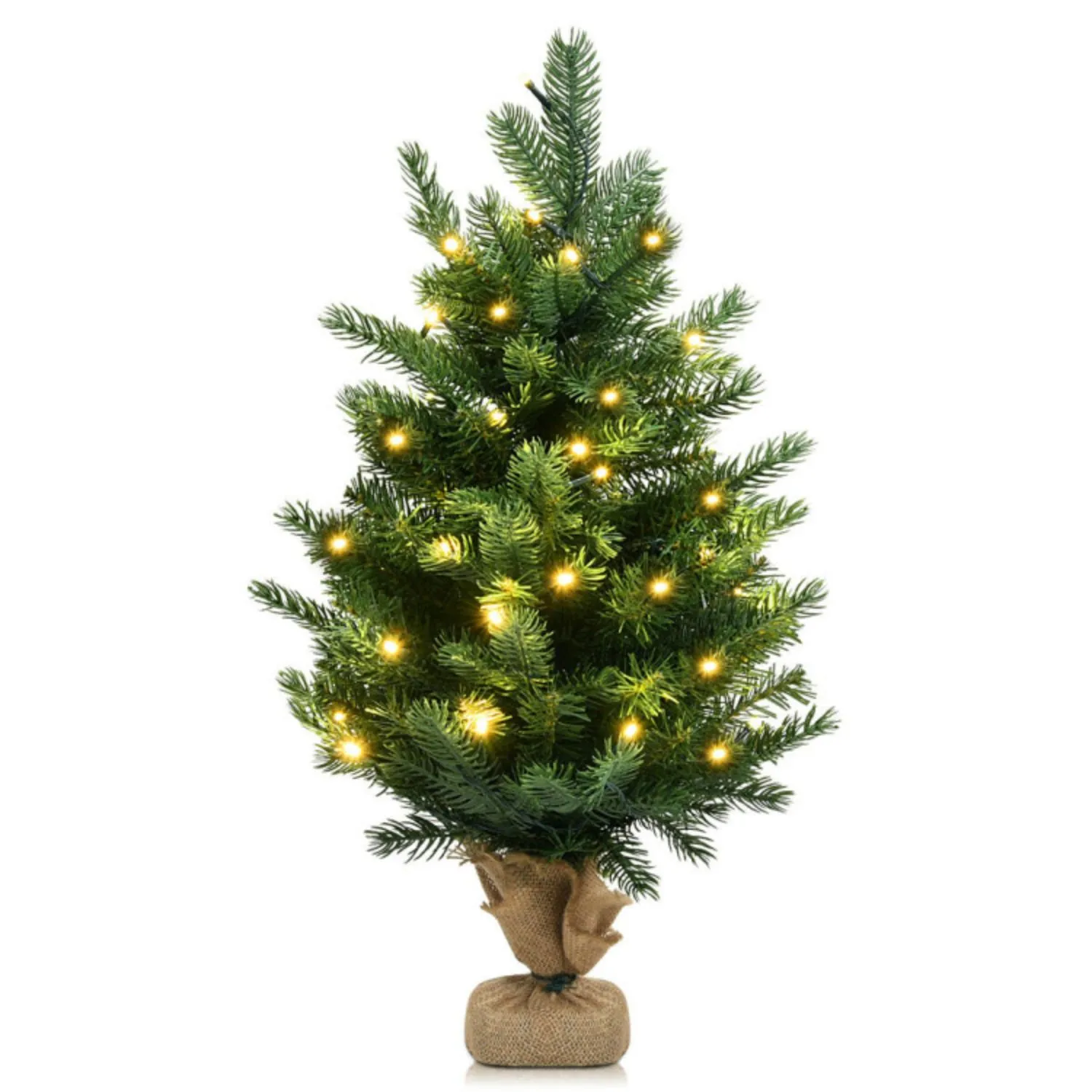 24 Inch Tabletop Fir Artificial Christmas Tree with LED Lights