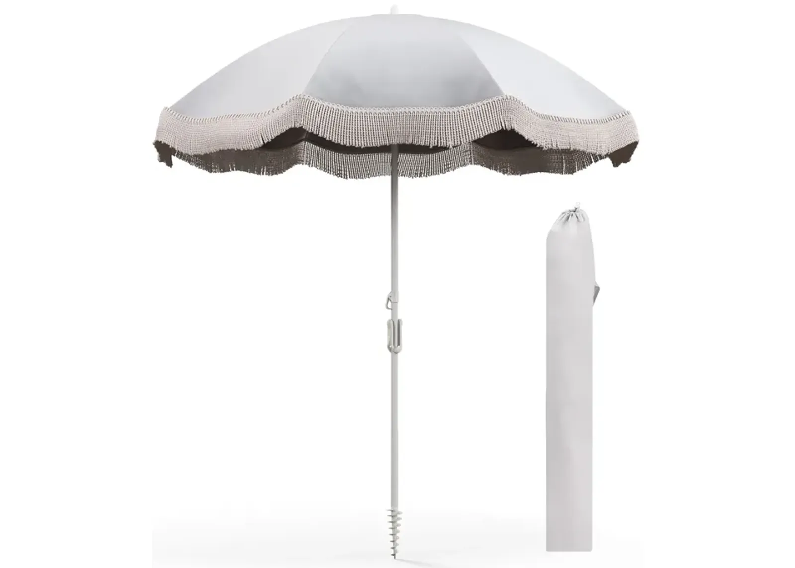 Beach Umbrella with Fringe Tassels – Stylish Outdoor Sunshade for Beach and Patio