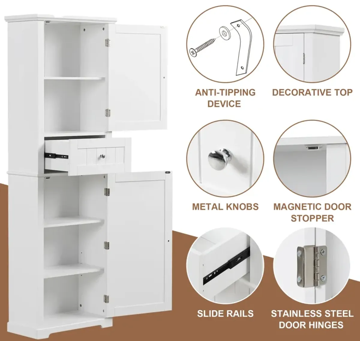 Merax Freestanding Storage Cabinet Bathroom Cabinet